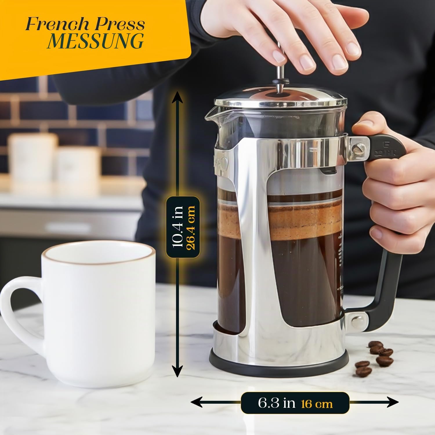 ESPRO Plus P5 French Press Kaffeebereiter – Patentierter Doppel-Mikrofilter für partikelfreien Kaffee, hitzebeständige, dickwandige Kaffeepresse aus Borosilikatglas – (930 ml)