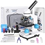 HSL Microscope for Kids,40X-2000X monocular Microscopes for Adults Students Beginner with LAD Set,Dual LED Phone Adapter Powerful Biological Microscopes for School Boys Girls Home Education Laboratory