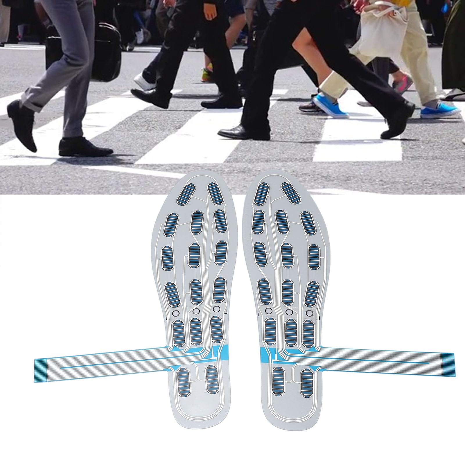 BTSEURY Foot Pressure Sensor Pad, 1 Pair Thin Film Foot Pressure Sensor, 16 Sensing Area Pressure Transducer Shoe Insole for Step Counting