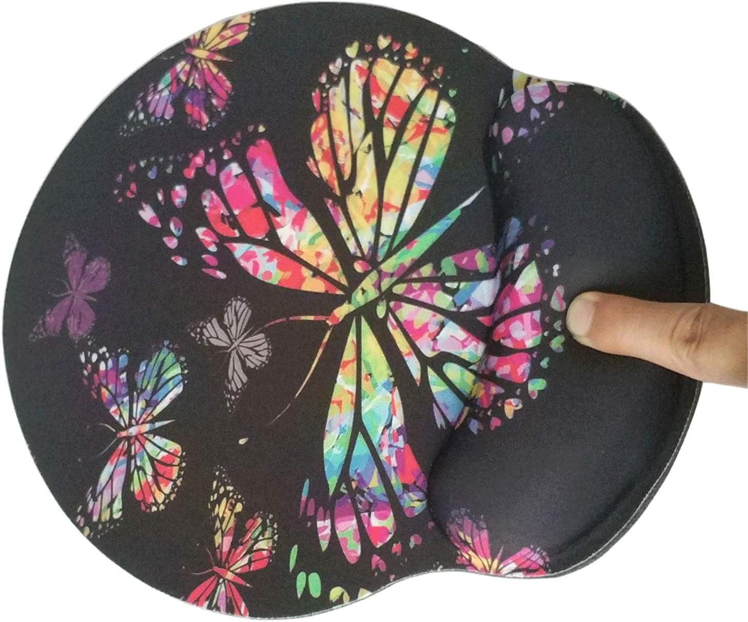 Non Slip Mouse Pad Wrist Rest for Office, Gaming,Computer, Laptop & Mac - Durable & Comfortable & Lightweight for Easy Typing & Memory Foam Pain Relief-Ergonomic Support (Colorful Butterfly)