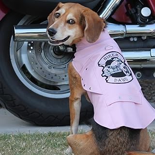 Biker Dawg Motorcycle Dog Jacket (X-Large, Pink)