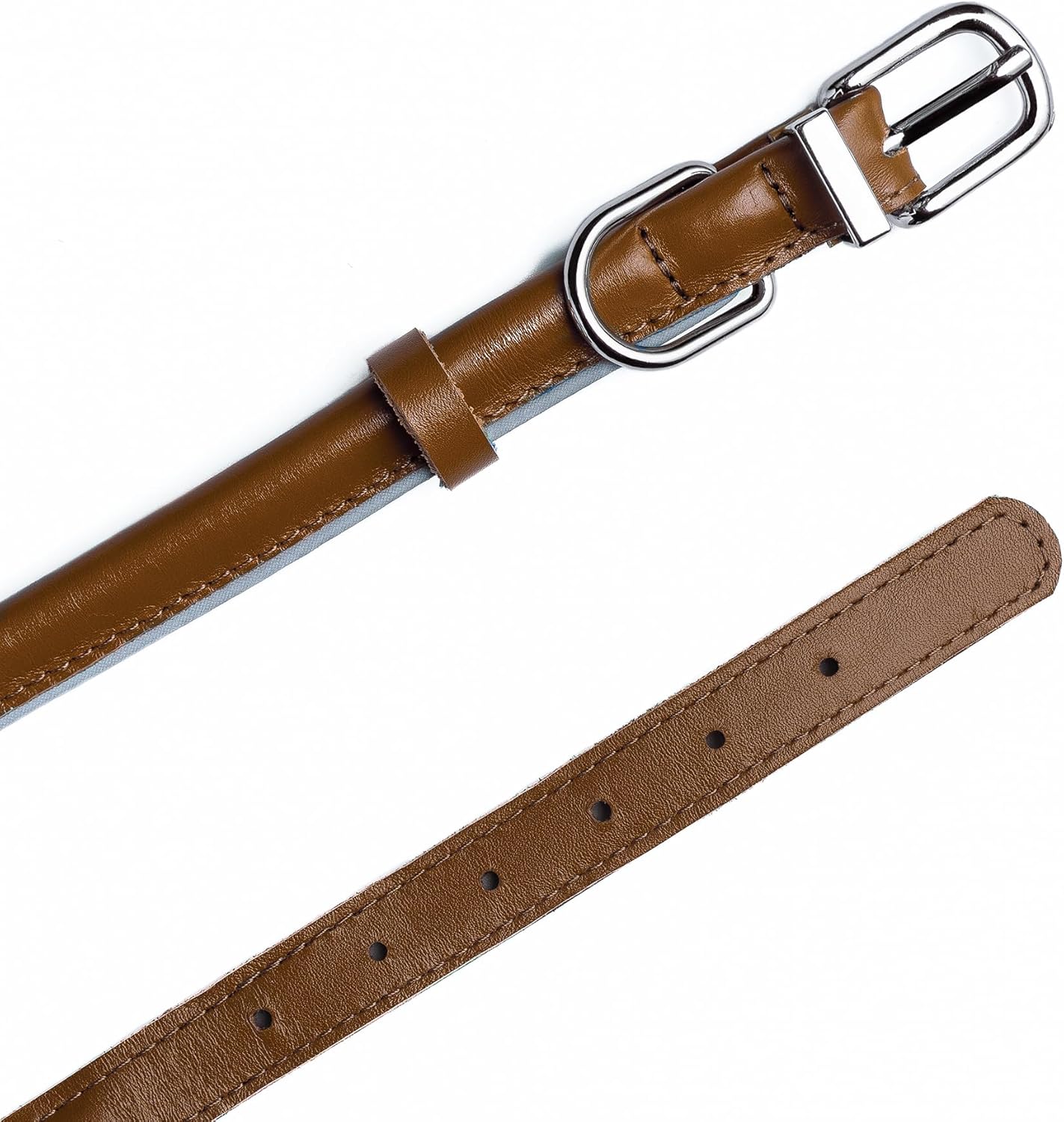 OOPSDOGGY Rolled Leather Dog Collar Reflective Roll Collars for Small Medium Large Dogs Puppy (Caramel, XXL, 20'' -24'')