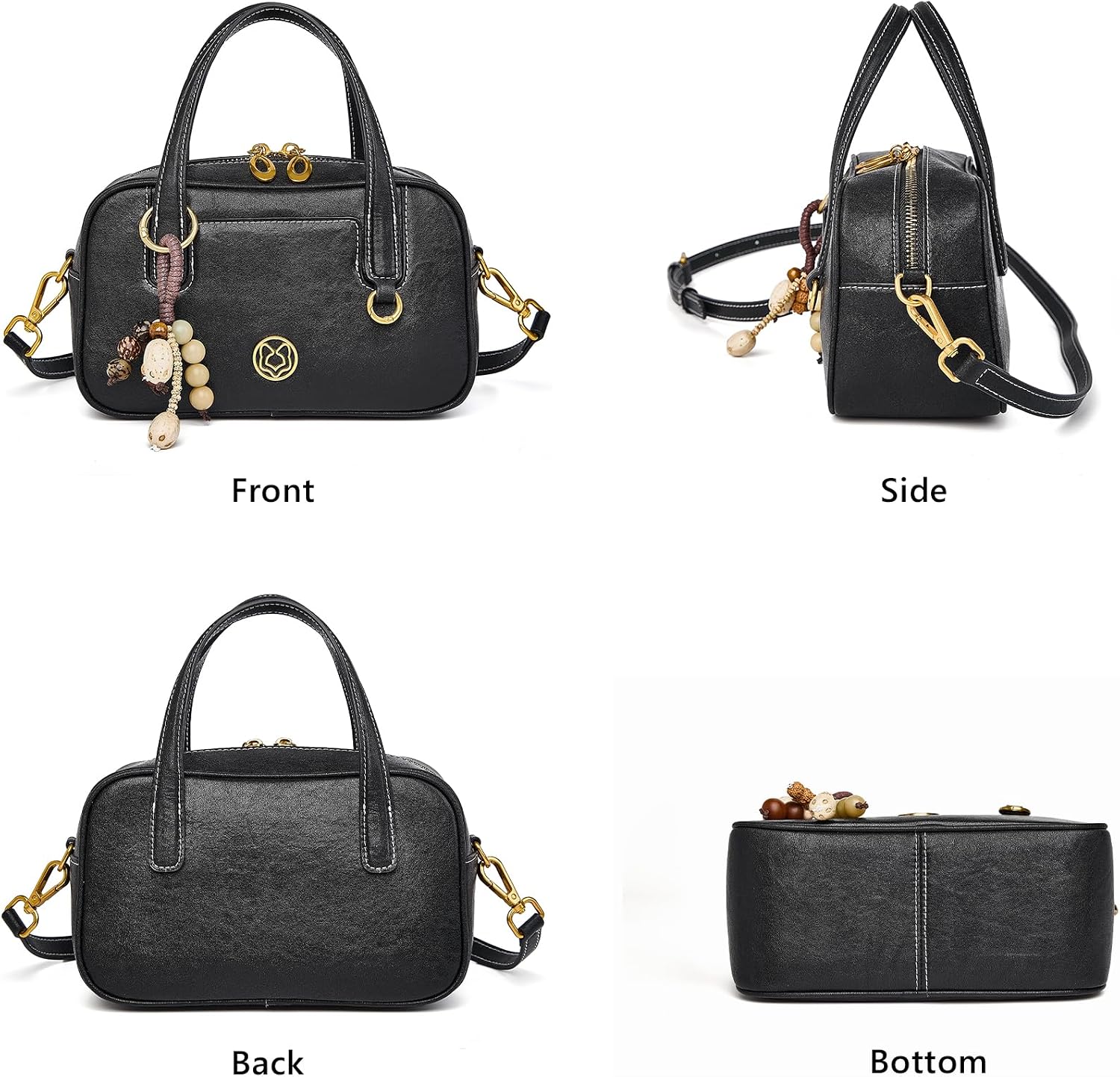 FOXLOVER Genuine Leather Top-handle Bags for Women Crossbody Bags Designer Handbags Shoulder Purses Minimalist with Zipper