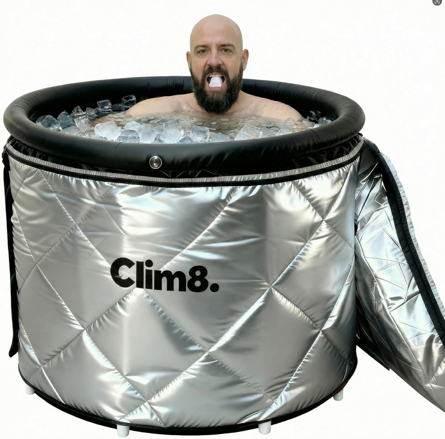 Insulated Cold Plunge Tub: Combining an XL Ice Bath Tub & a Thermal UV-Reflective Cover for Indoor and Outdoor Use,Portable Icy Tub with Dual Drain Systerm for Fast and Easy Drainage