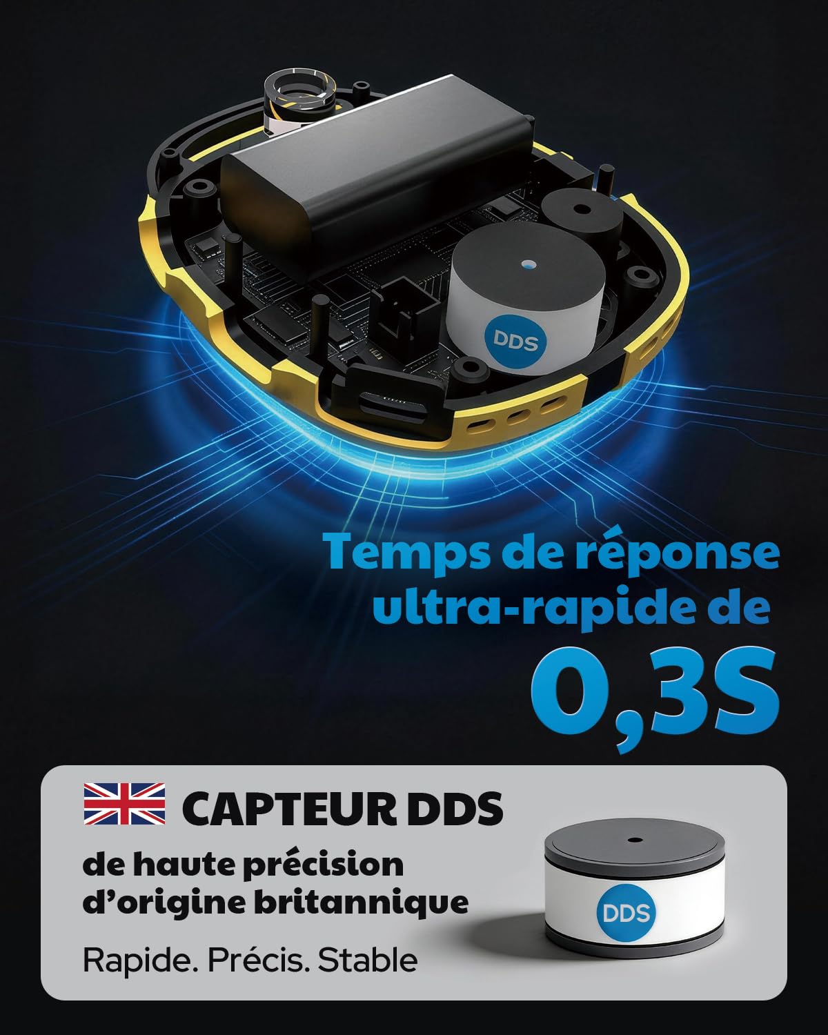 AGT-2000 Détecteur de Monoxyde de Carbone Portable pour Le Voyage, 240 H d’Autonomie, Détecteur CO avec Alertes Sonores et Visuelles, Rechargeable, avec Lampe d’Urgence Intégrée