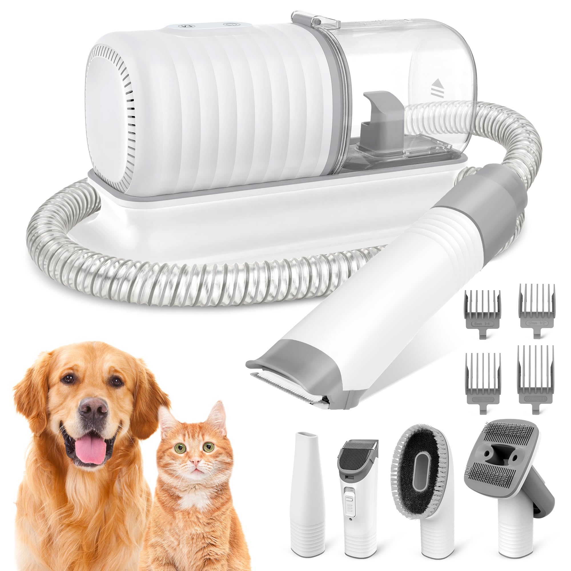Kit per la toelettatura del cane, aspirapolvere per la toelettatura degli animali domestici con tagliacapelli elettrico, spazzola per la pulizia della polvere da 1,5 l, strumento per la pulizia e la