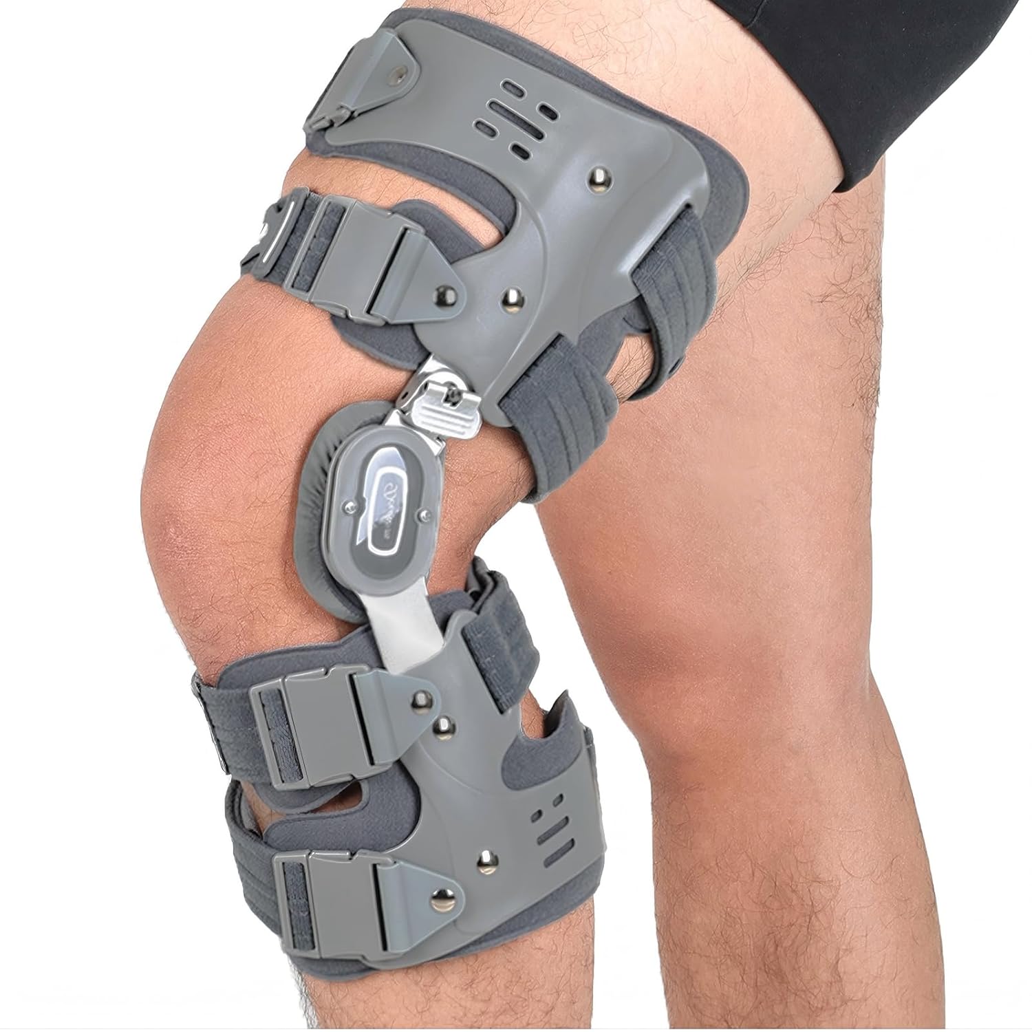 Osteoarthritis Unloader Knee Brace, OA Knee Brace for Arthritis Pain and Support, Low Profile Knee Support for Medial and Lateral Degeneration Knee Pain (Gray/Right)