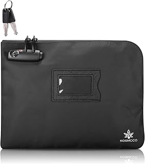 Money Bag with Lock and Key, 11.8x8.6 Inch Heavy Duty Bank Deposit Bag, Secure Cash Pouch for Valuables, Durable Travel & Business Storage - Black