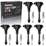 RANSOTO Ignition Coil Pack & 1406 Iridium Spark Plug Compatible with 2007-2020 Nissan Maxima Murano Altima Infiniti EX35 FX35 G25 G35 Q50 QX60 3.5L Replaces UF550 Set of 6
