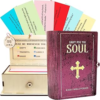 Bible Verse Prayer Card Box, 150 Cards with Inspirational Scripture, Christian Gift for Daughter, Inspirational & Reflection, Handmade Prayer Boxs Gift for Women & Men