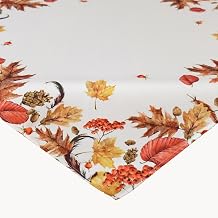 Tischdecke 85 x 85 cm Herbst Blätter Creme Weiß Beige Bunt Bedruckt