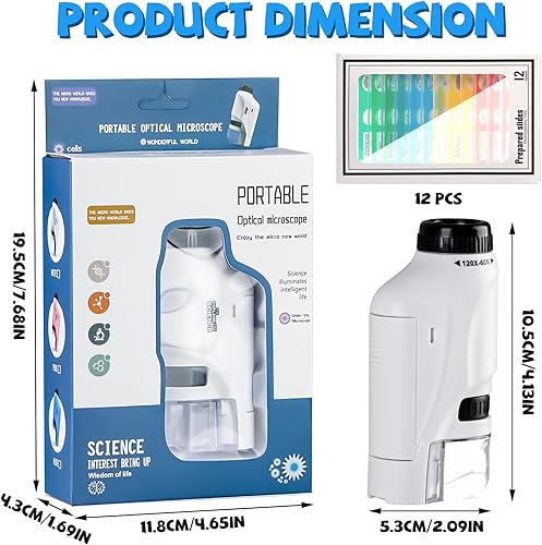 Miniatura 2 de Minilabsters - Miniscopio para niños, minicroscopio portátil Labsters para niños de 8 a 12 años, microscopio de bolsillo 60 x 120x, mini microscopio