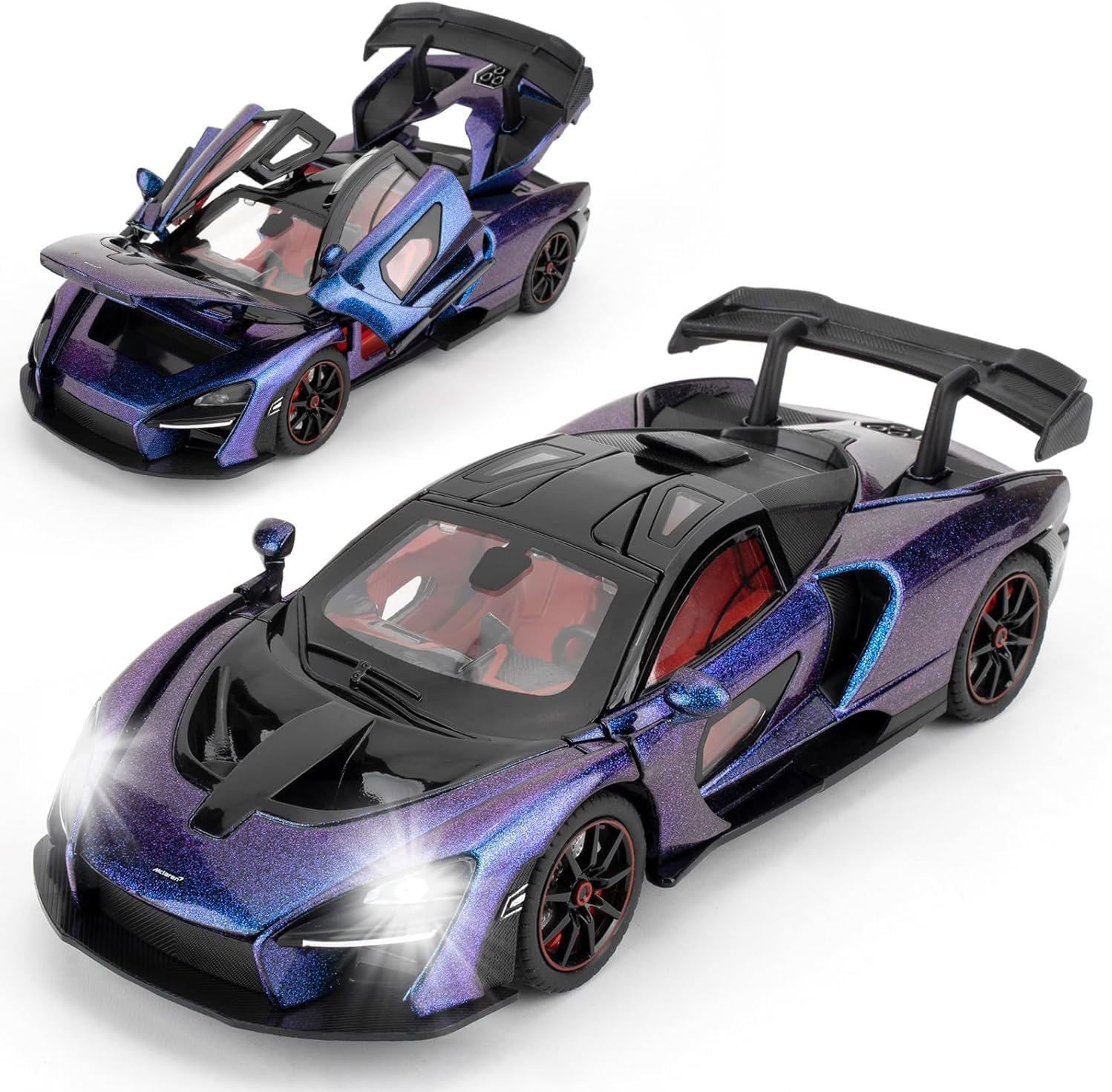 Metro Toys & Gift Mclaren Senna | 1:24 Scale | Die-cast Model Metal Pull Back Toy car for Kids with Openable Doors & Light, Music Toy Vehicle for Kids Colors as Per Stock】