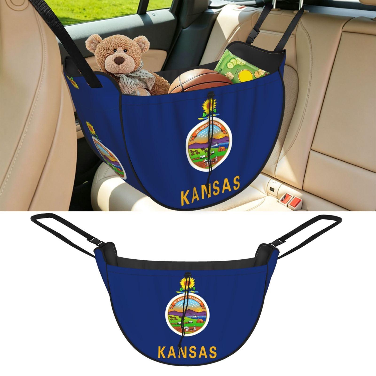 CNTDBU Flag of Kansas Car Seat Organizer-Backseat Storage Bag for Travel