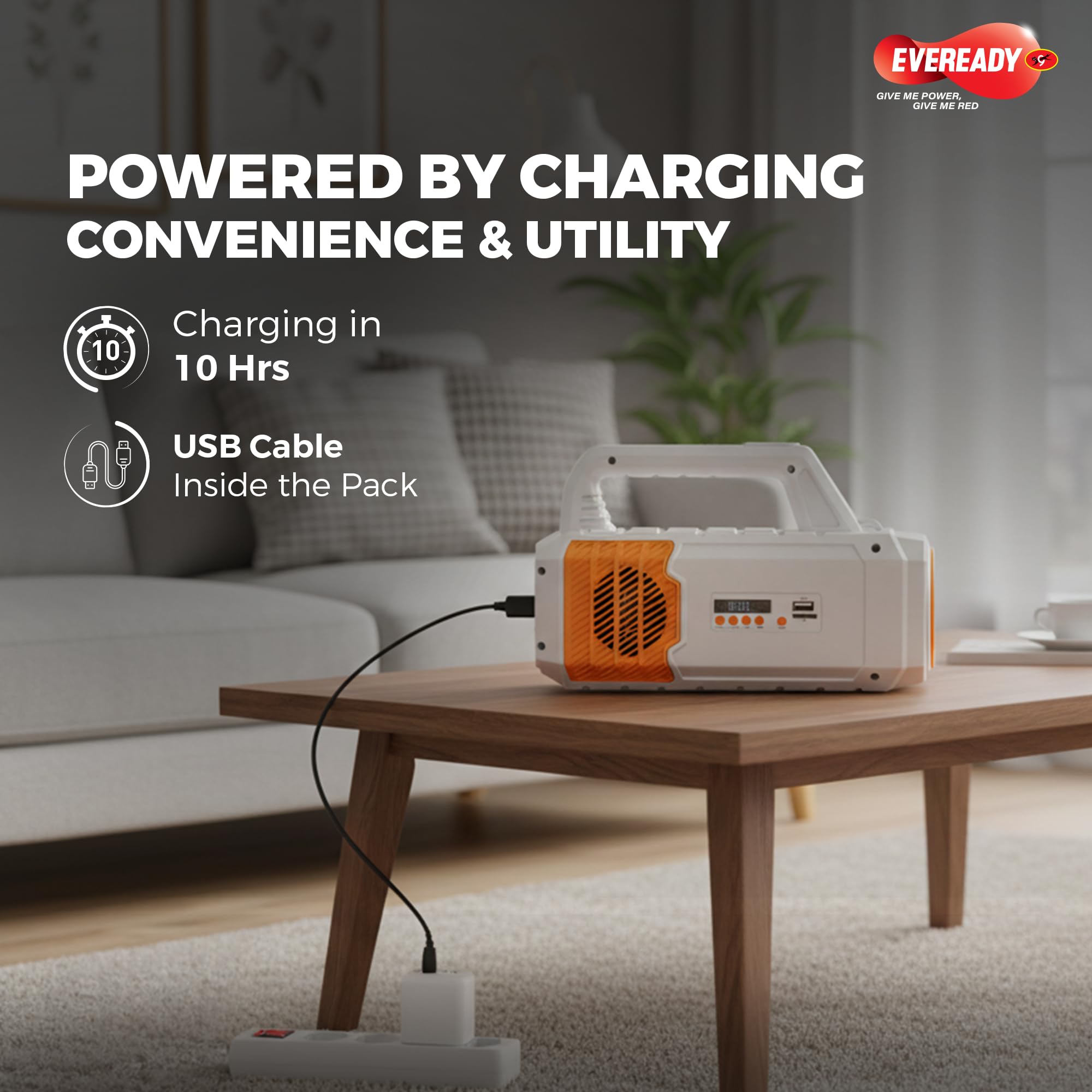EVEREADY DL282 Boomray, Rechargeable 1.5W Torch + 6W Sidelight 3
