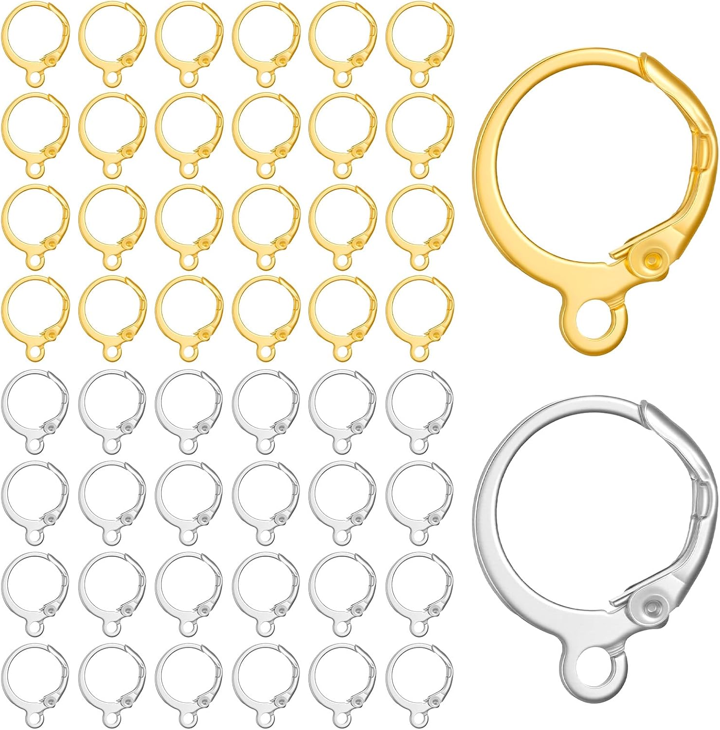 100 Pcs Earring Hooks for Jewelry Making, Round Leverback Earring Hooks