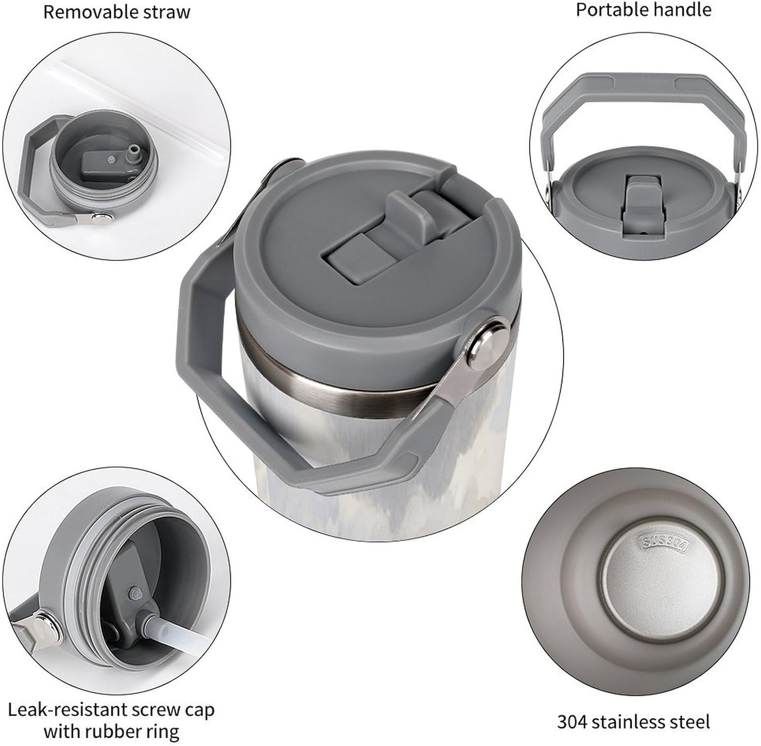 30 Oz Insulated Mug with Handle Lid And Straw African Savannah Pattern Large Metal Sports Bottle Great for Gifts Parties Office Coffee