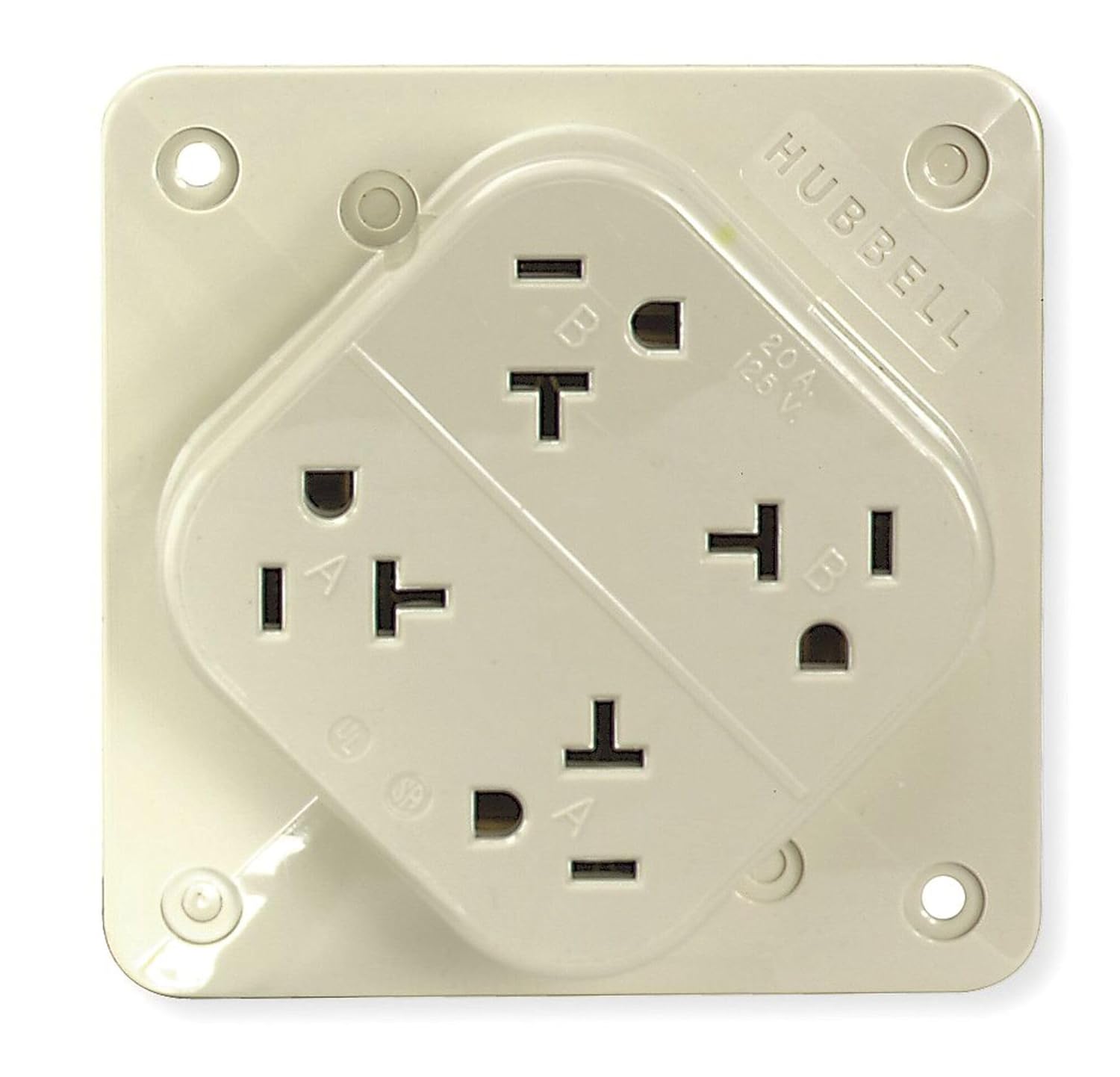 Receptacle, Quad, 20A, 5-20R, 125V, Ivory