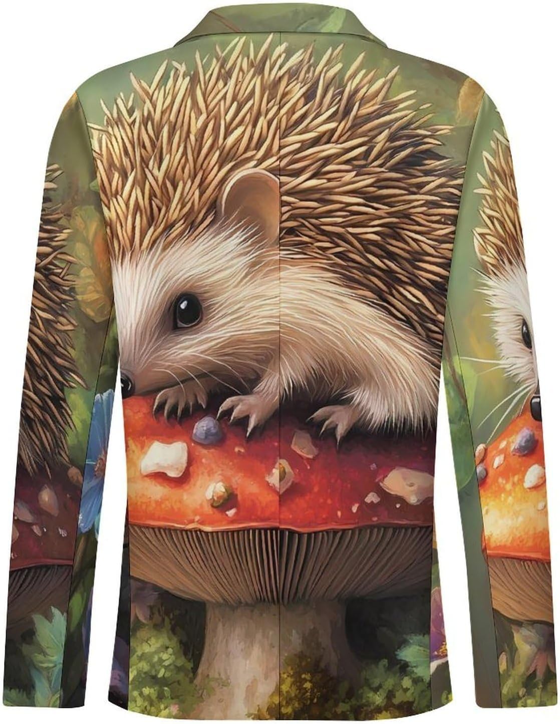 Flowers Hedgehog Mens Blazer Casual Suit Sport Coat Travel Blazers Lightweight Suits Jacket