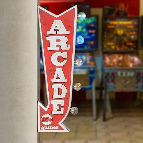 Miniatura 2 de Arcade Games - Letrero LED de doble cara inspirado en la vendimia, decoración de pared retro para el hogar, sala de juegos, bar, cueva de hombre,