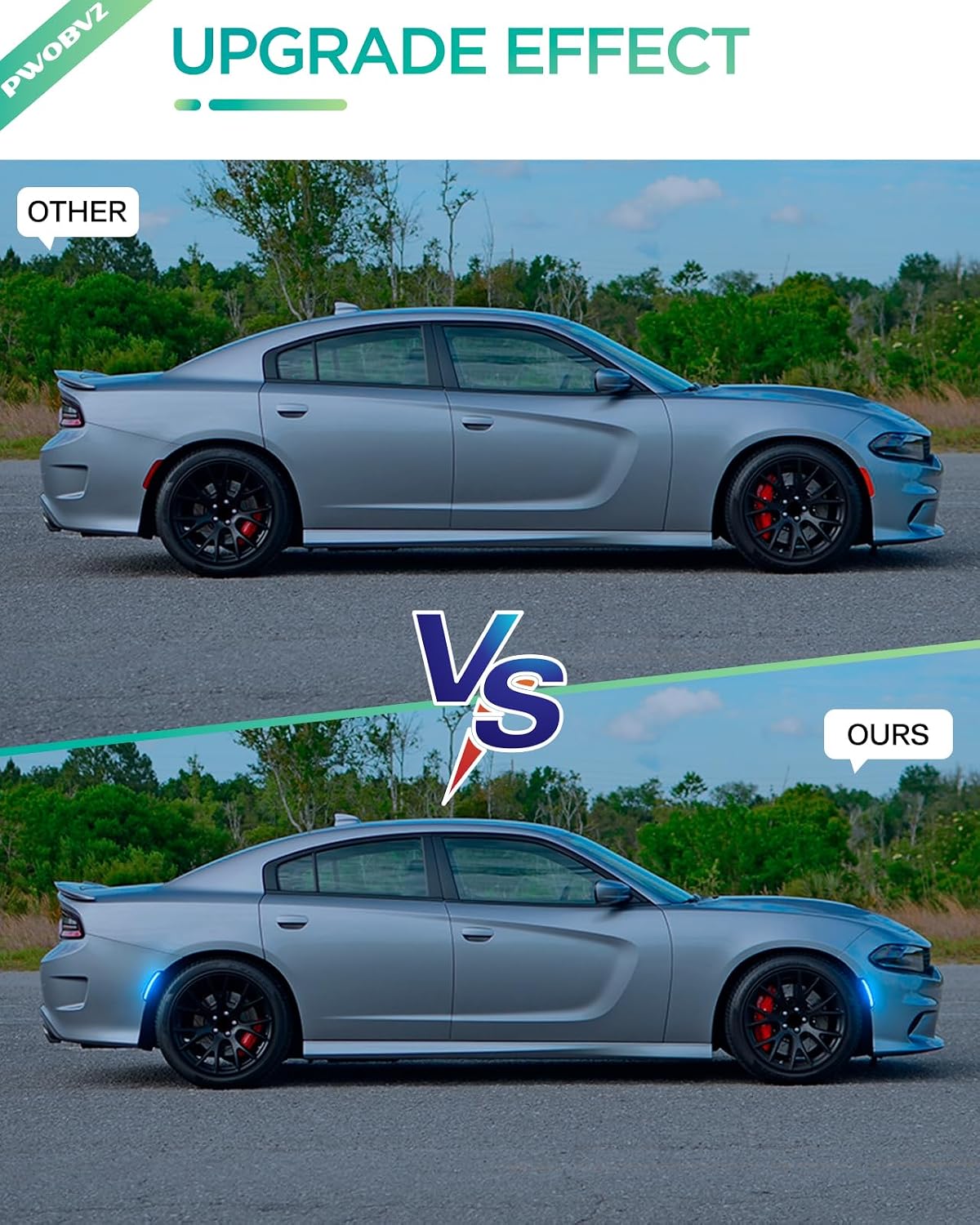 LED Side Marker Lights Blue Compatible With Dodge Charger 2015-2026 image 4