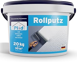 Plid® Rollputz innen & aussen fein Weiß matt [20kg] - atmungsaktiv hohe Deckkraft verarbeitungsfertig - Roll und Streichputz für aussen & innen grob & fein - Innenputz fertig - Putzfarbe innen