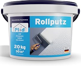 Plid Roll Plaster for Indoor and Outdoor Use Fine White Matt [20 kg] - Breathable High Coverage Ready to Use - Roll and Paint for Outdoor and Indoor Coarse & Fine - Interior Plaster Ready - Interior Plaster Paint Inside