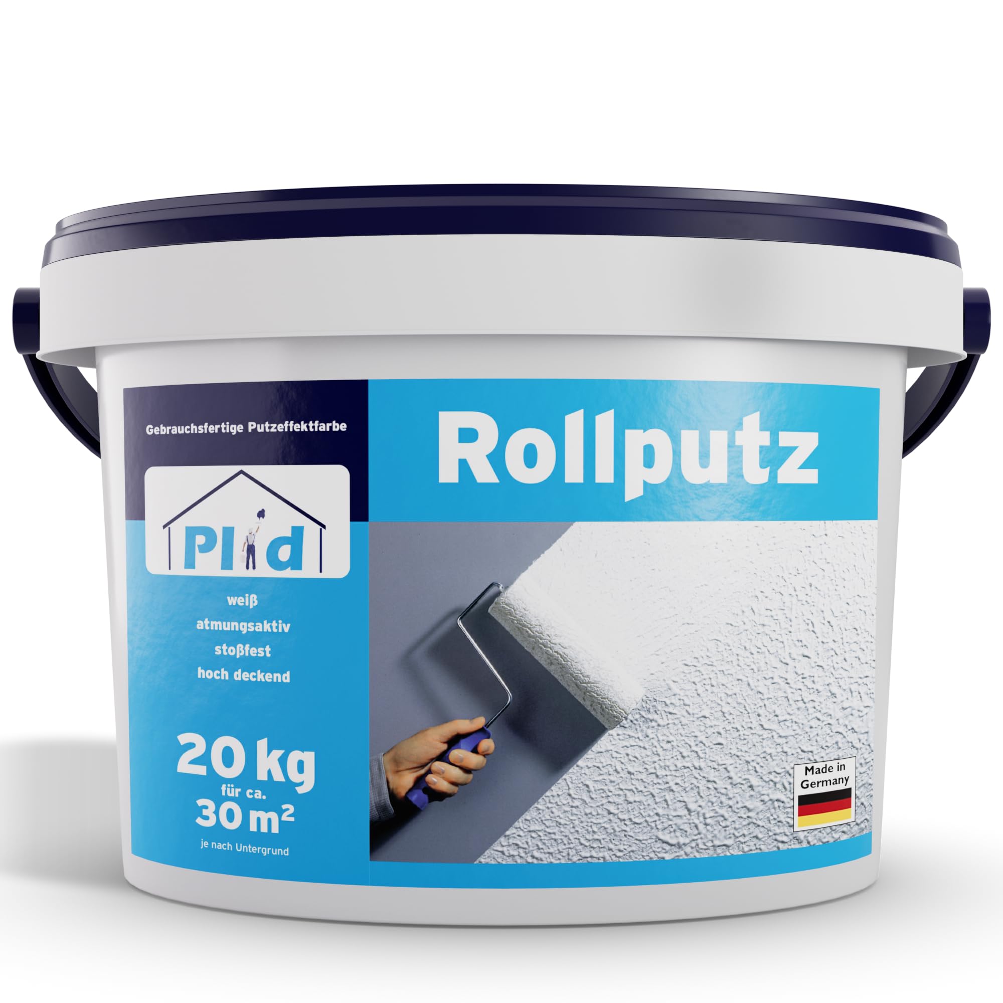 Plid® Intonaco Arrotolato per Interni ed Esterni, Bianco Opaco [20 kg] - Traspirante Ad Alta Opacità Pronto Alla Lavorazione - Rullo per Superfici Grossolane e Fini