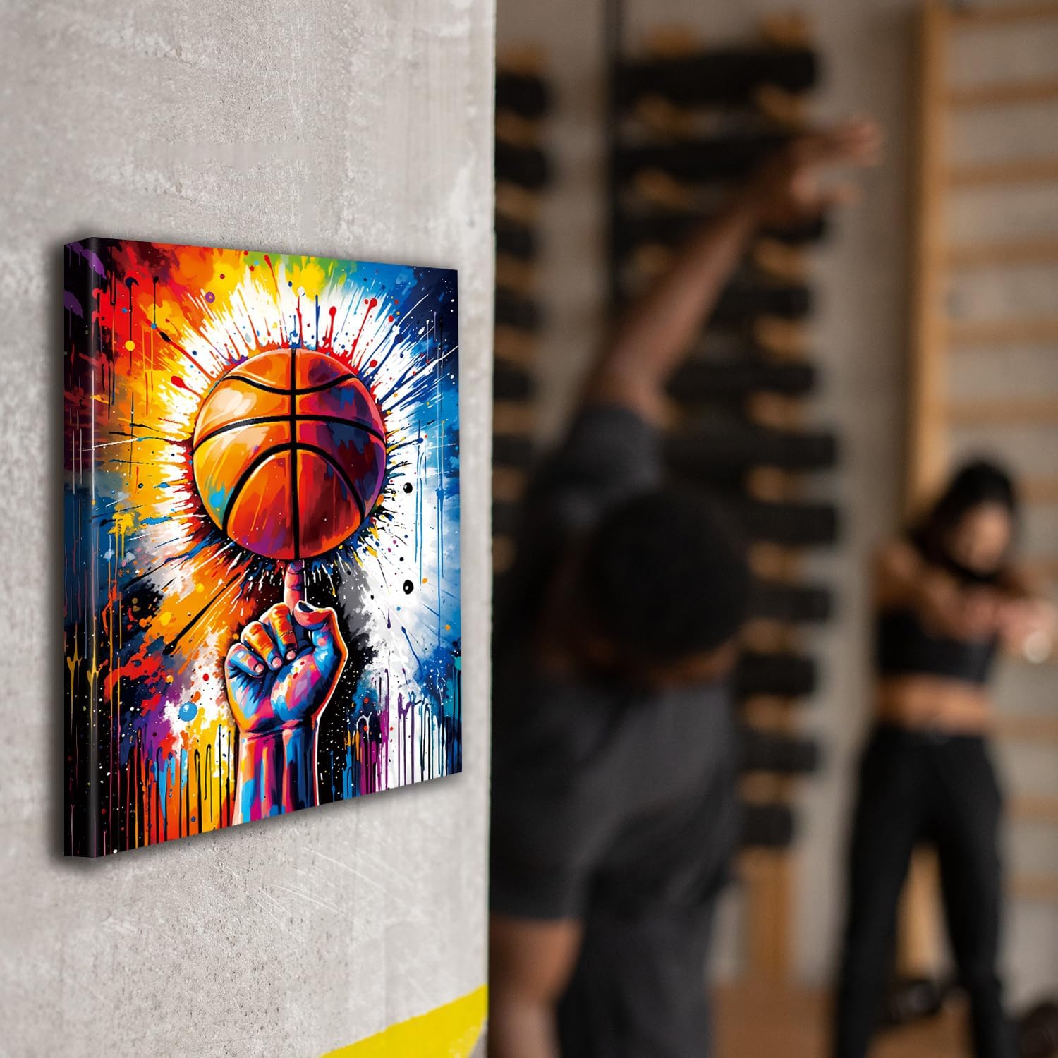 Inspirational Basketball Wall Art Prints - Framed Creative Basketball Wall Art - Color Sports Canvas Posters for Boy's Room Bedroom Living Room Gym Office Decor 12"x16"in