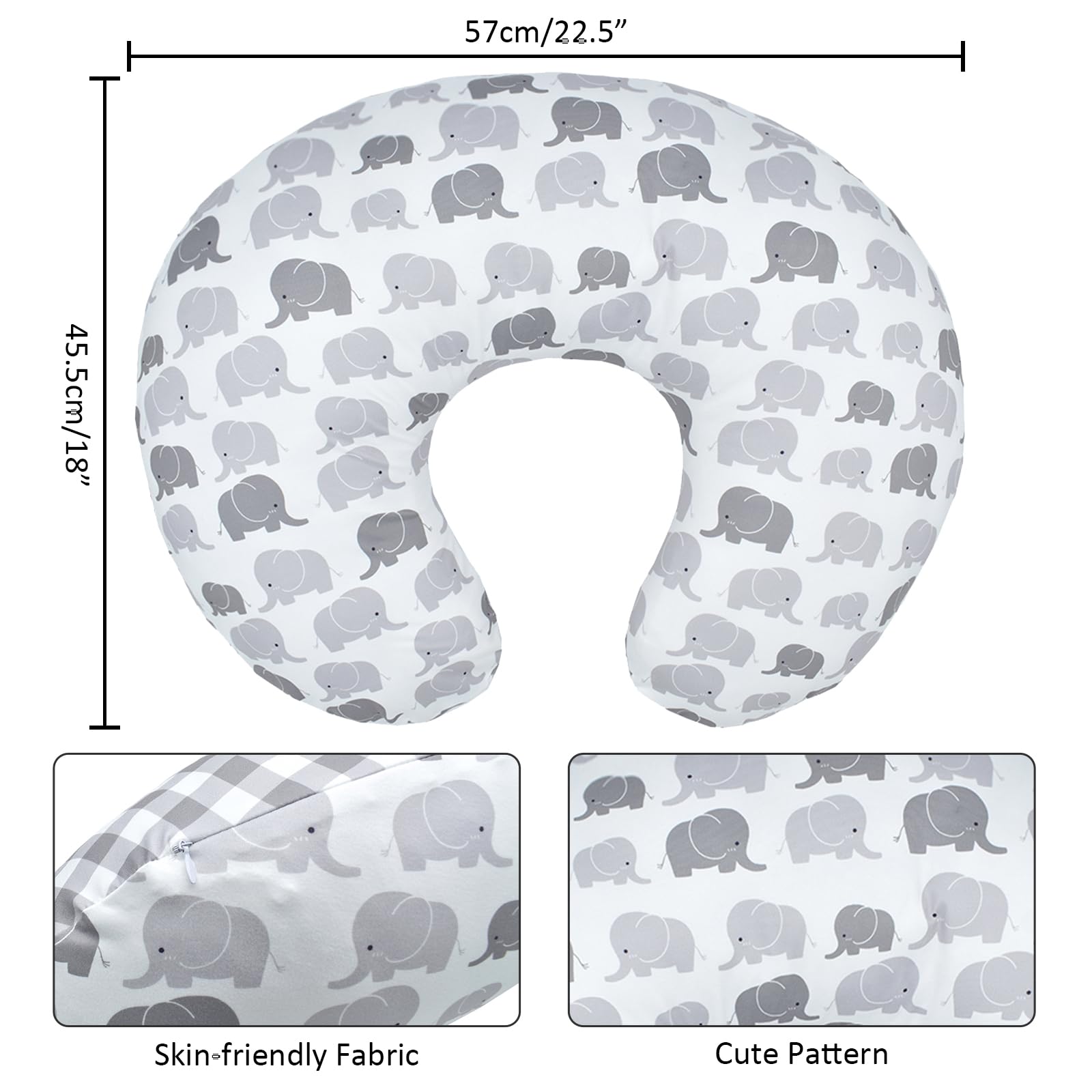 Funda para Almohada de Lactancia Winmany para Bebé, Removible, Almohadilla para Lactancia para Recién Nacido, Almohadilla de Lactancia Linda con Patrón para Niñas y Niños para Alimentación con Pecho y