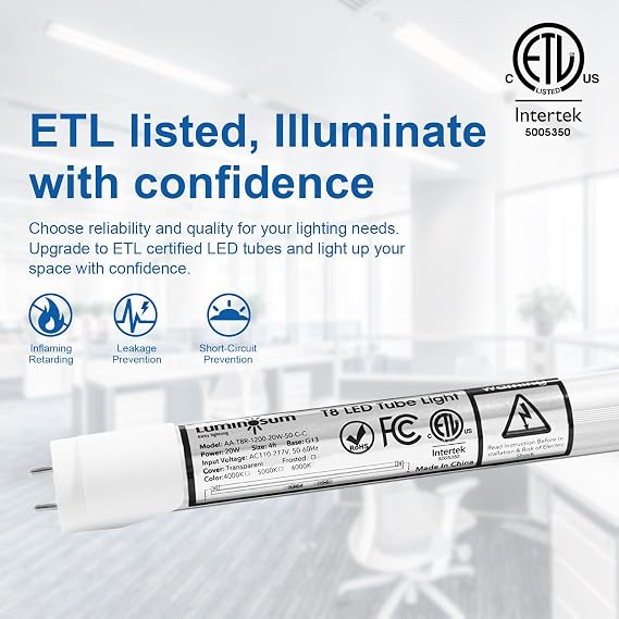 T8 LED Tube Light Bulbs 4 Foot 20W 40W Equivalent, 4000K Natural White 2000LM, T8 T10 T12 Fluorescent Replacement, Dual-end Powered Ballast Bypass, Frosted Cover ETL Listed for Shop 10-Pack