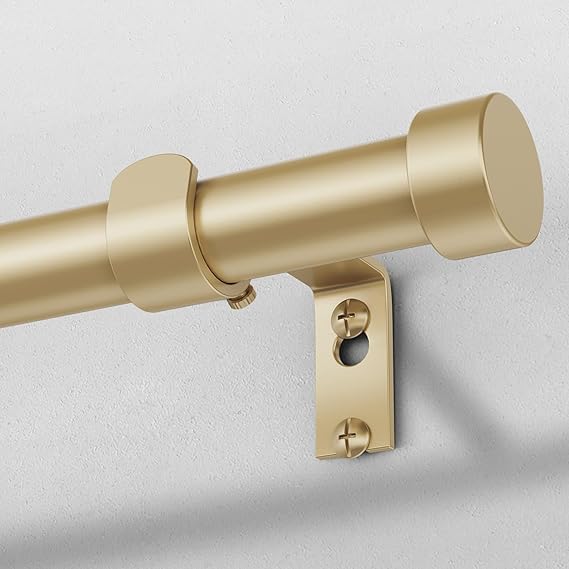 Gold Curtain Rods for Windows 66 to 120 Inch(5.5-10 Feet),1" Diameter Drapery Rods with Modern Style End Cap Finials,Size:36-120 Inch