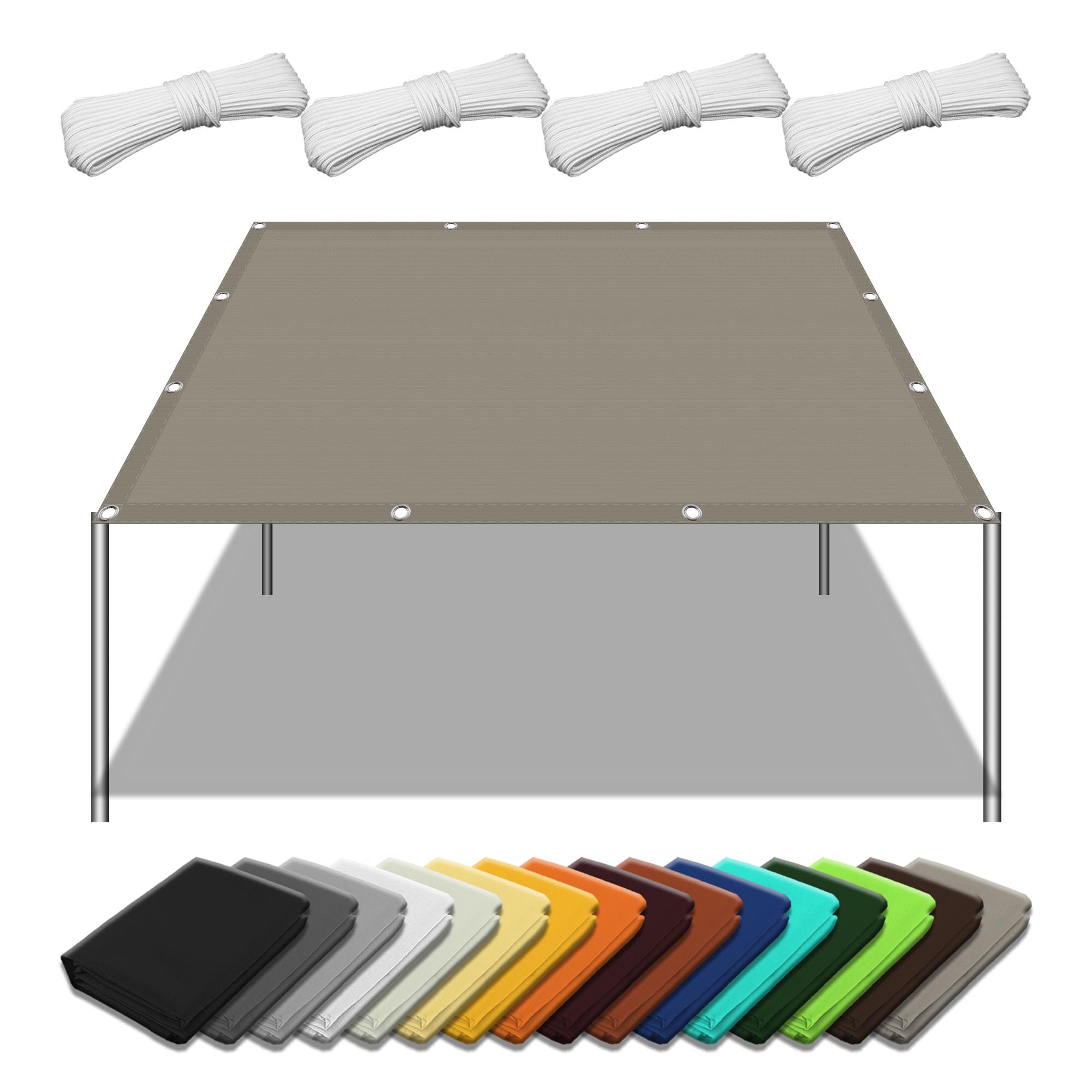 Voile d'ombrage anti-UV 98% de 2.4 x 4.5 m avec fixations pour extérieur