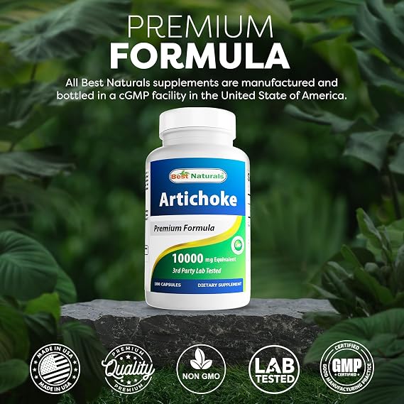 Best Naturals Artichoke Extract 1000 mg Per Serving- 3rd Party Lab Tested - 180 Capsules
