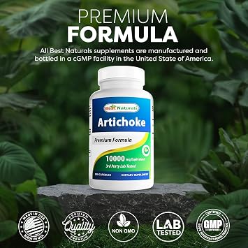 Best Naturals Artichoke Extract 1000 mg Per Serving- 3rd Party Lab Tested - 180 Capsules
