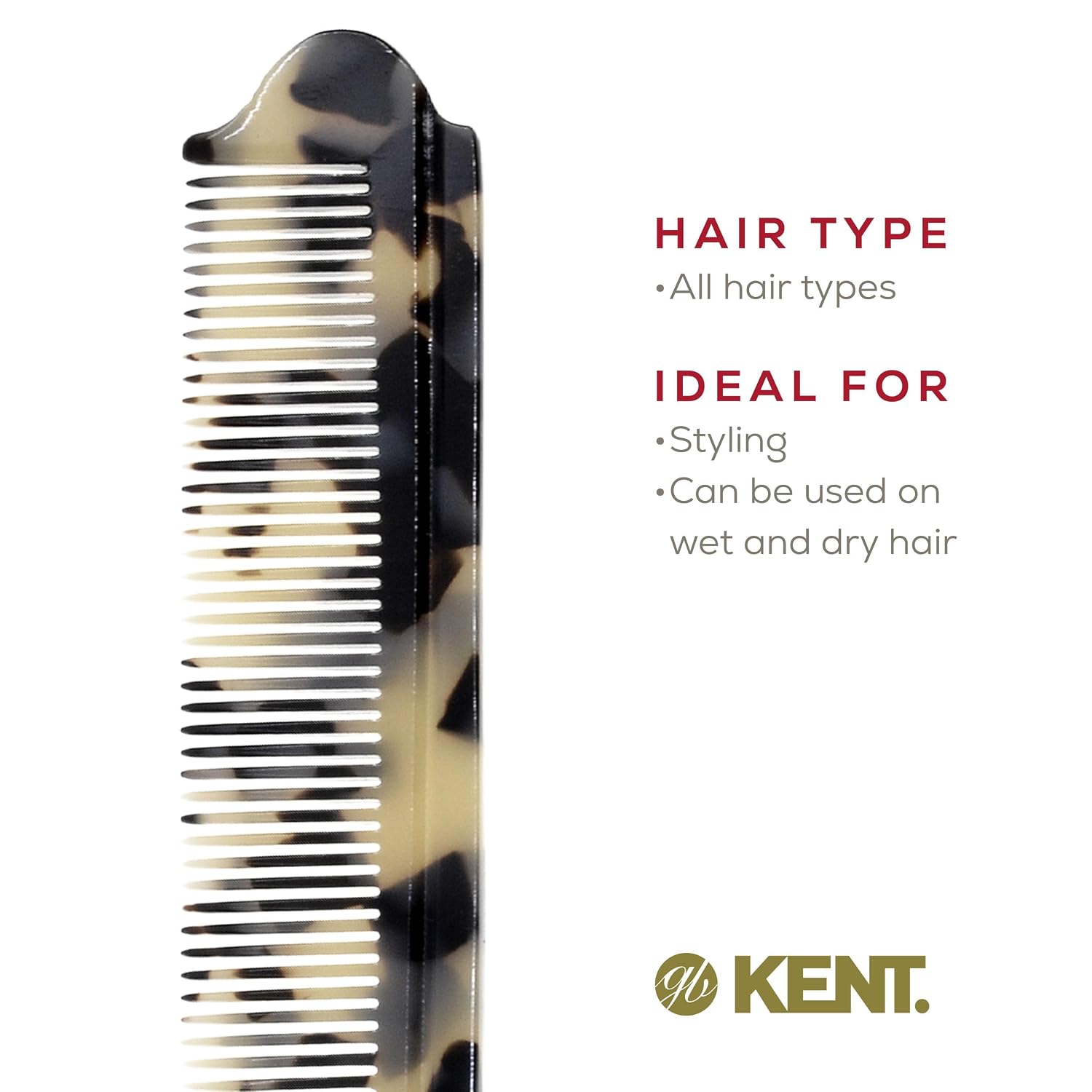 Kent 82T TW Handmade Folding Pocket Comb for Men, Fine Tooth Hair Comb Straightener for Everyday Grooming Styling Hair, Beard or Mustache, Use Dry or with Balms, Saw Cut Hand Polished, Made in England