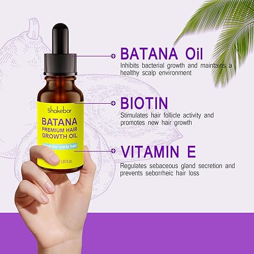 Miniatura 6 de Shakebar Aceite de batana para el crecimiento del cabello, aceite de batana natural de Honduras, fórmula única para rizar, promueve eficazmente