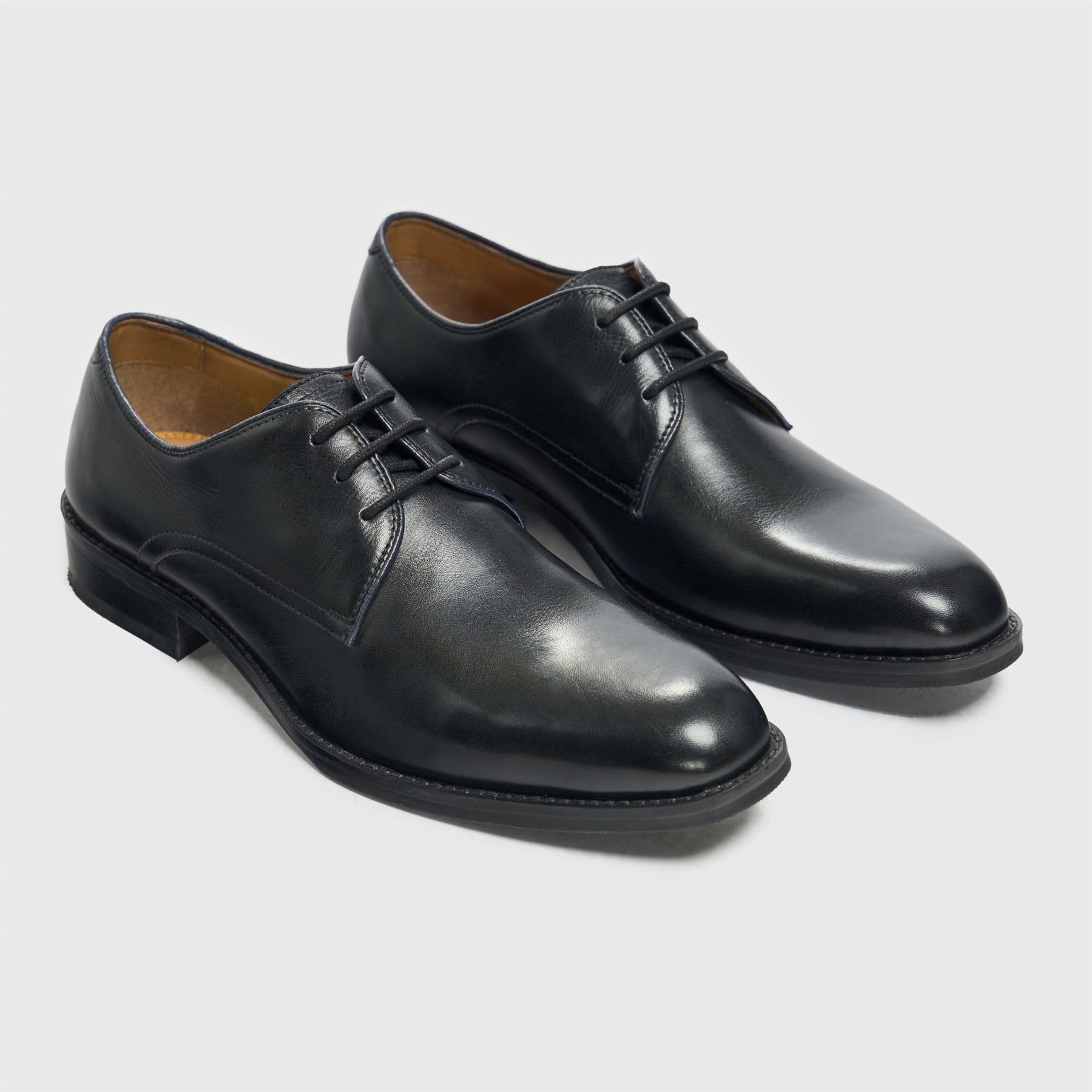 Scarpe Derby stringate classiche da uomo in pelle nera brunita