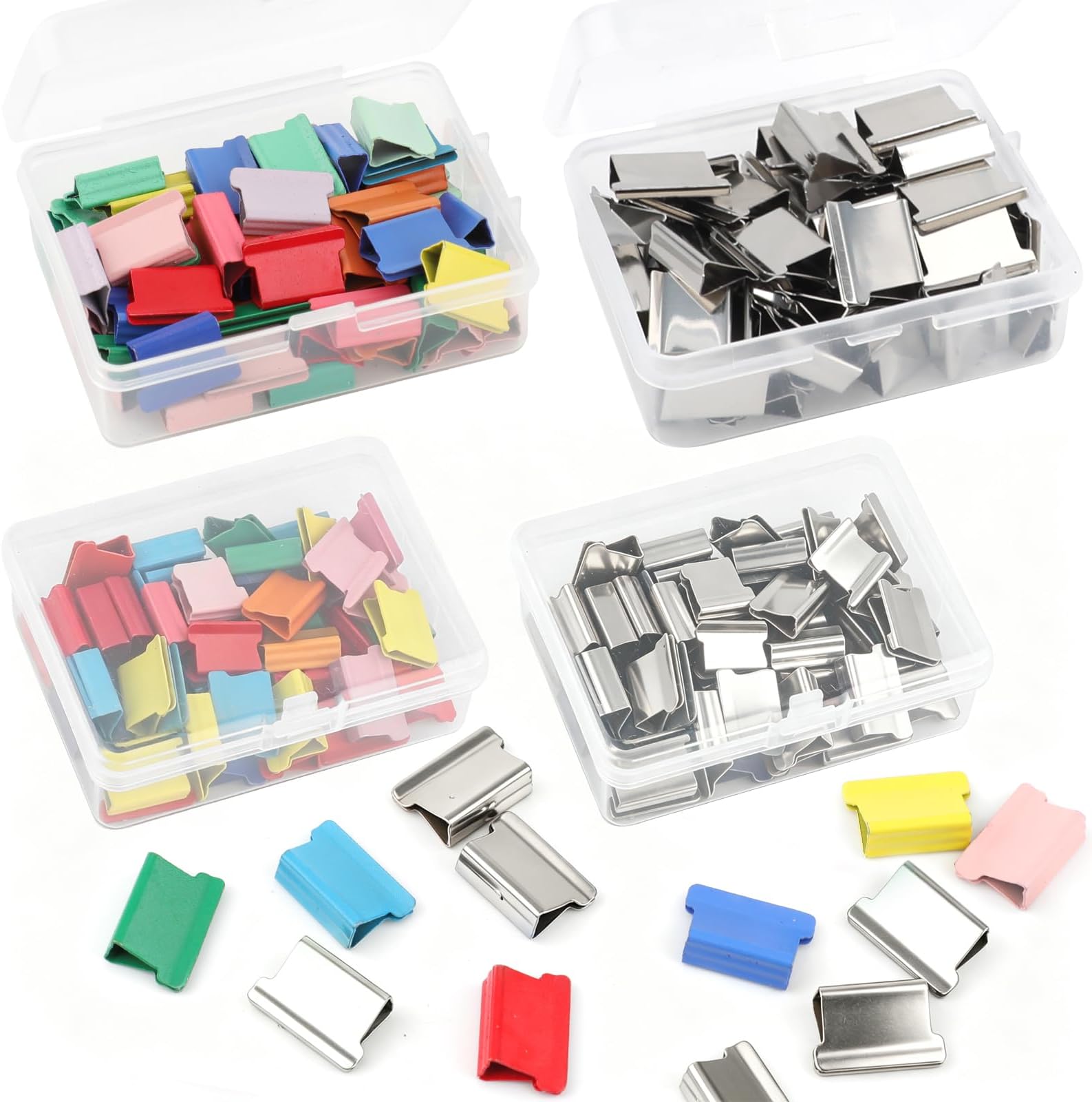 200 Pcs Binder Clips,Reusable Metal Refill Clips,Work with Handheld Paper Clam Clip Dispensers,40 Sheet Capacity for Home Food Packaging,Office School Documents Supplies (Silver and Colorful)