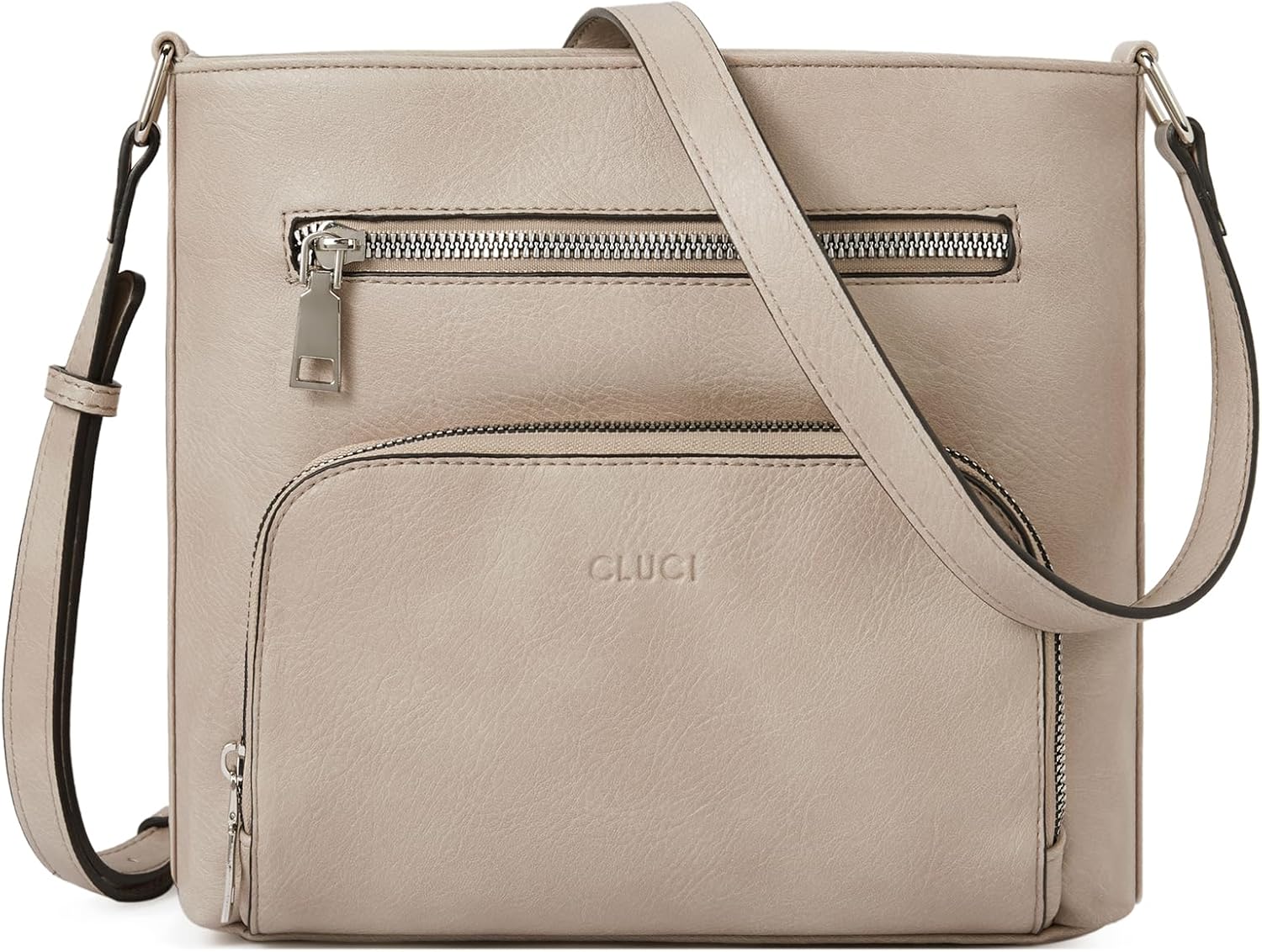 CLUCI Crossbody Purse for Women Multi Pockets Bag Vegan Leather Small Shoulder Handbags Summer Travel Designer Vintage Ladies, 2 Two-toned Vintage Grey, Medium, Vintage
