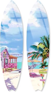 Beachside Lounge Surfboard set Acrylic Wall Art Die-Cut Coastal Modern High-Gloss Home Decor, 15" x 60"