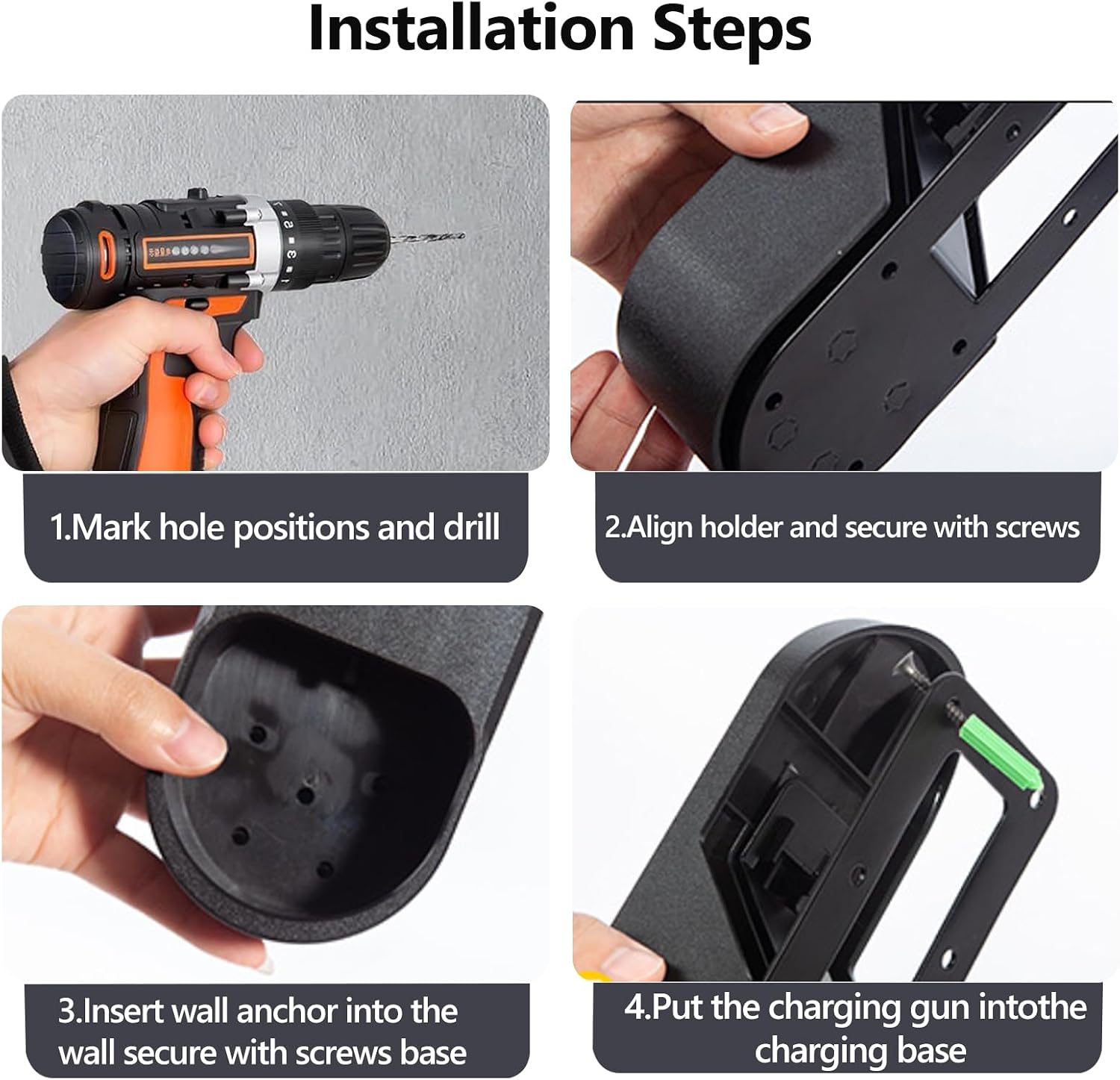 Charging Cable Holder Wall Mount Electric Vehicle Charging Holster Dock for Tesla Model 3/Y/X/S Charger Cable Organizer Car Accessories EV Charging Box Holder Space Saving 2017-2024
