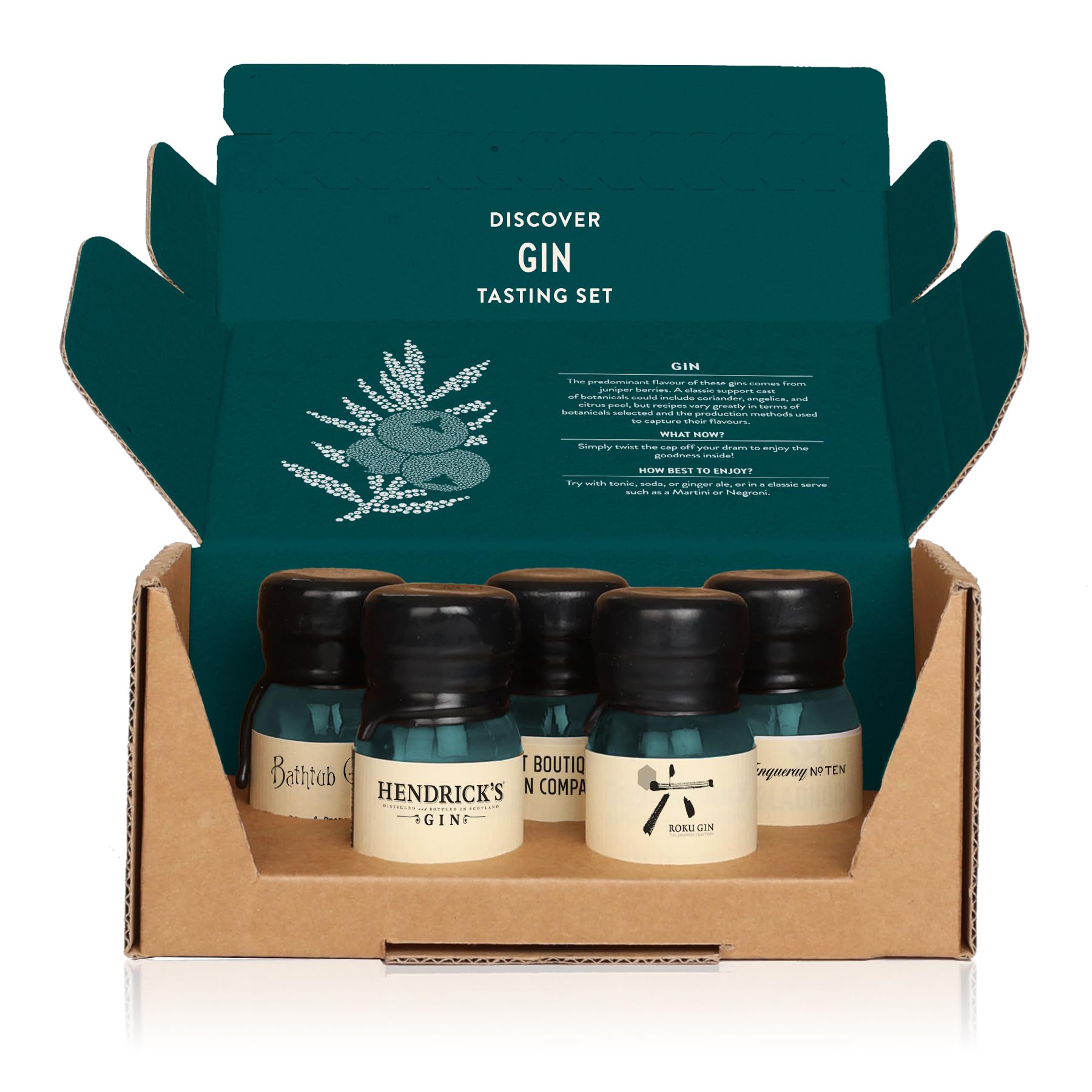 Drinks by the Dram Gin Discovery Set - 5 x 3cl Drams of Craft Spirits - Gin Gift Set with Expressions from Across the Globe