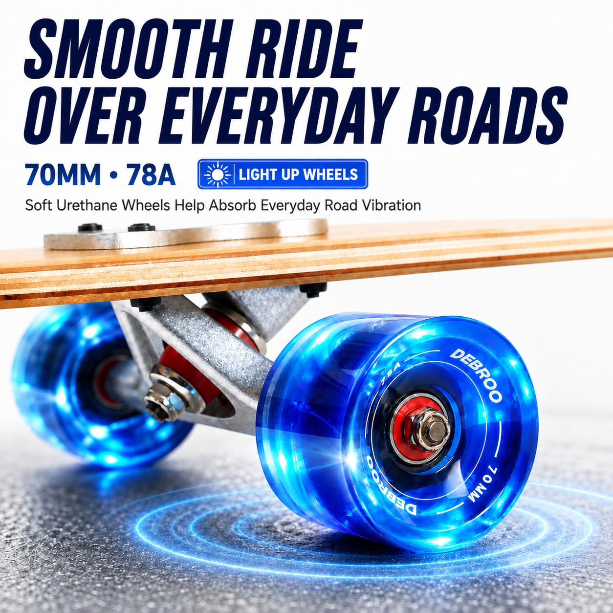 Skateboard da longboard in bambù, lunghezza 40 cm, colore: blu