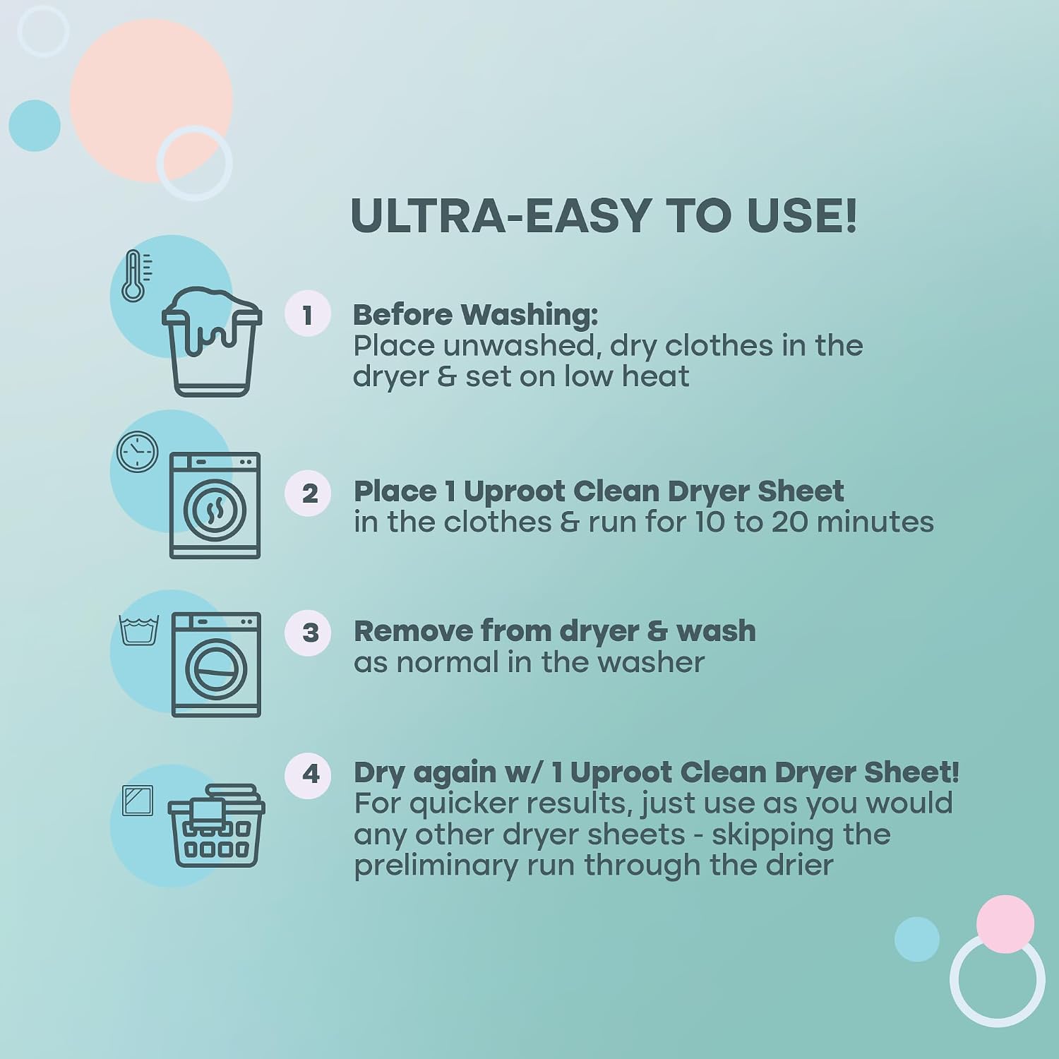 Uproot Clean Laundry Sheets Pro Fresh 30 Pack & Dryer Sheets Pet Hair Reducing Pack of 50: Anti-Static Fur, Odor, & Grime Reduction - Fresh & Fur-Free Loads Every Time - Made for Pet Owners