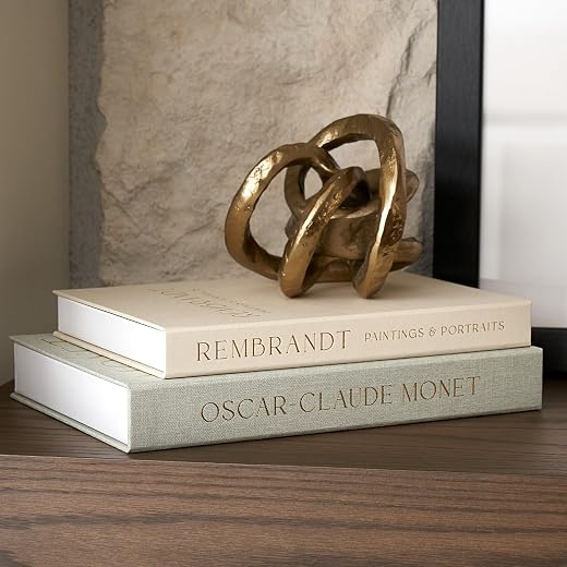 ZICOTO Set of 2 Beautiful Decorative Linen Books - Aesthetic Faux/Fake Books for Modern Home Decoration on Coffee Table, B...