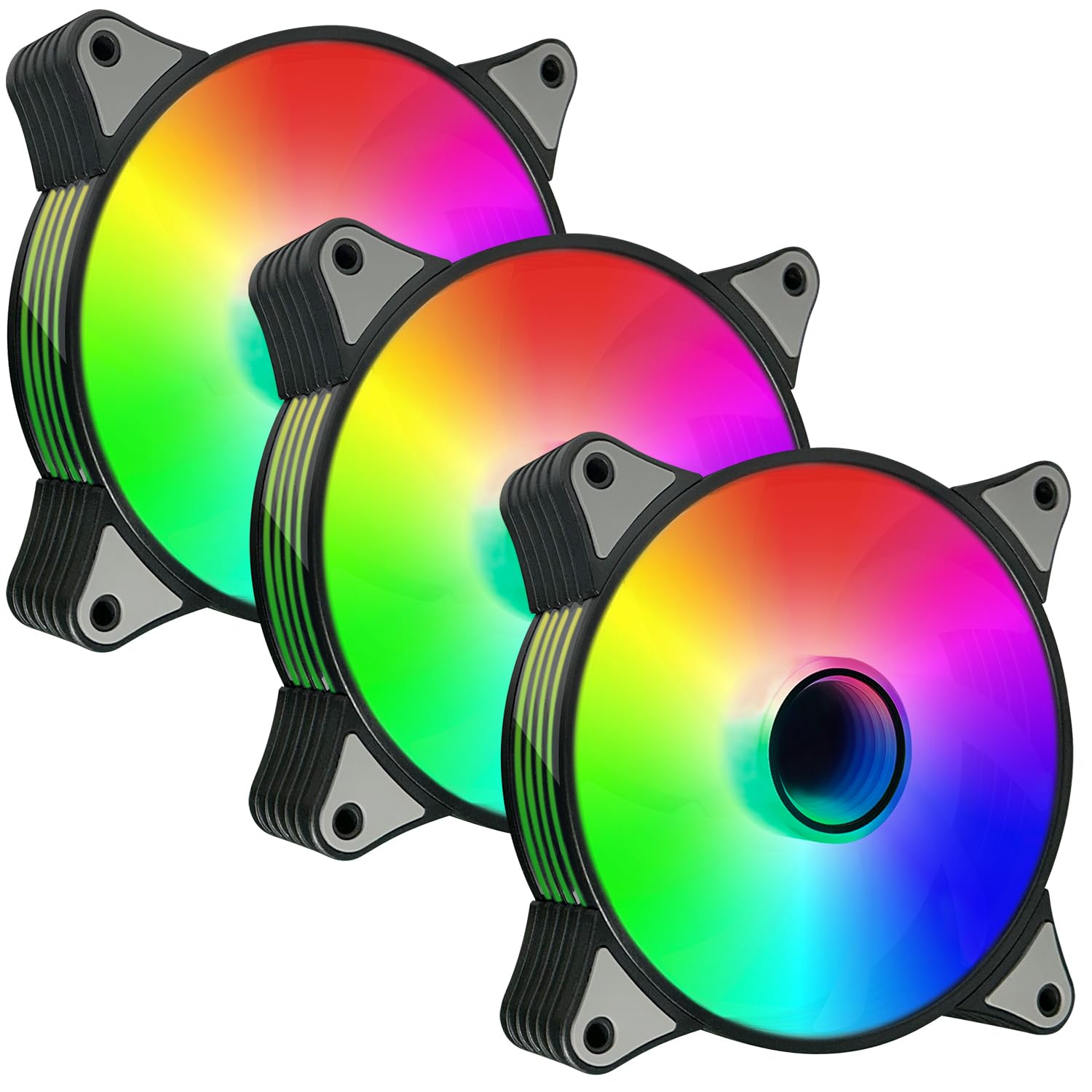 JAZZCOOLING RGB Fans 120mm Case Fan 3 Pack PC Case Fans, FL-120 High Performance Quiet Cooling Fan PC Fans, with Hydraulic Bearing – Low Noise Computer Fans for PC Case
