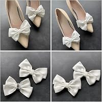 Amosfun Fehér Cipődísz Masnik - Esküvői Cipőcsat Szett Menyasszonyoknak, Levehető Textil Díszek Partikra, DIY Kiegészítők Nőknek 7