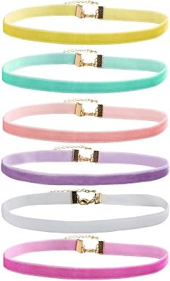 MILAKOO 6 Pcs Candy Color Velvet Choker Necklace Set For Women Gothic Chokers