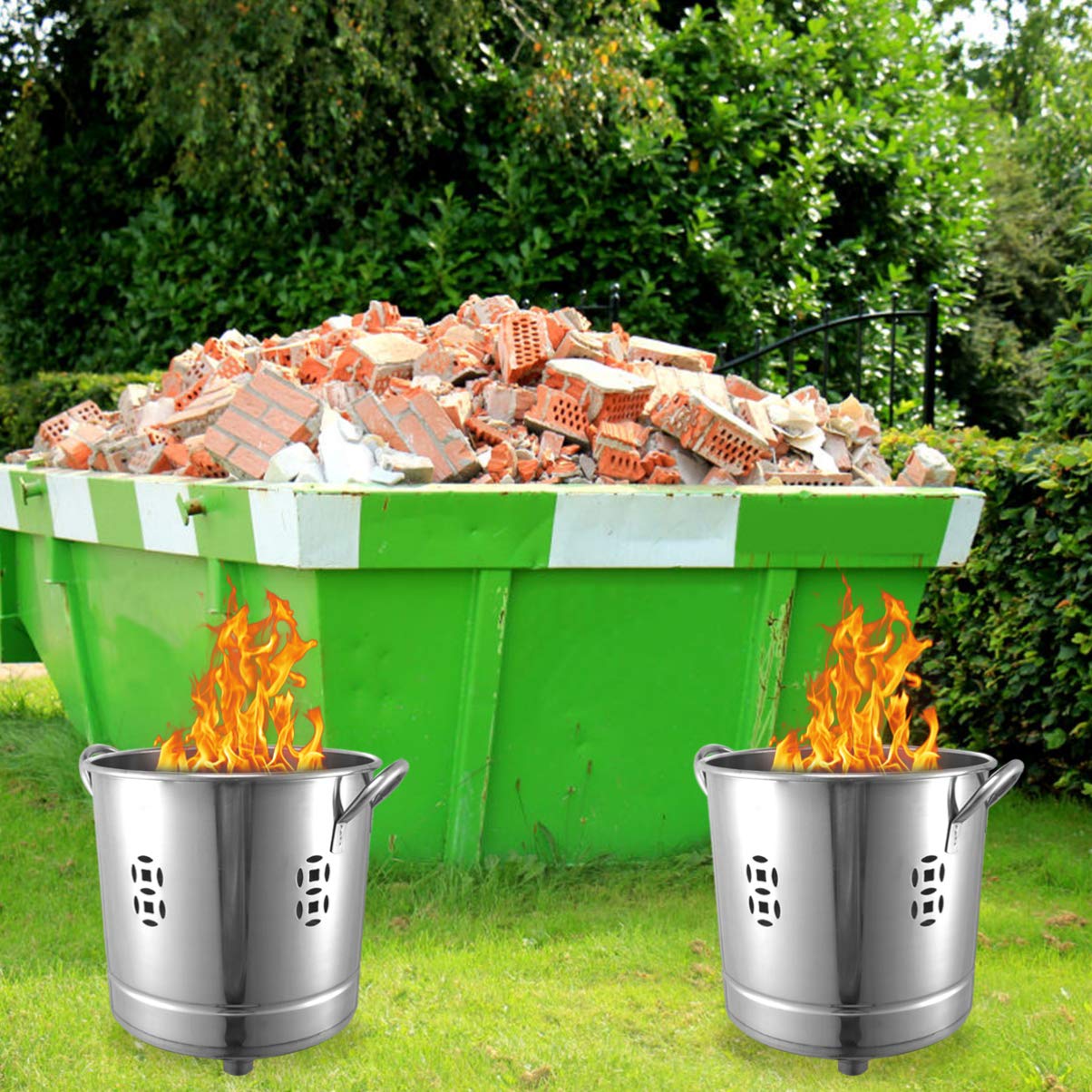 Happyyami 2Pcs Stainless Steel Burn Barrel Incinerator Cage Fire Pit